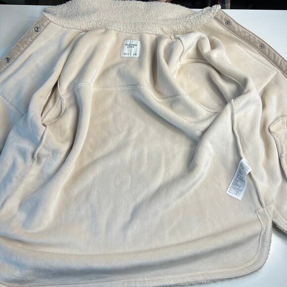 Abercrombie & Fitch Women's Elevated Trim Sherpa Shirt Jacket Off-White Size L - Picture 14 of 16
